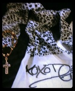 Accessories... dg2 leopard scarf and wooden cross